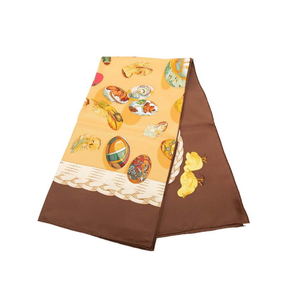 HERMES Brown Silk Scarf - Picture 2 of 9